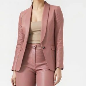 WildFang the Empower vegan leather tux blazer 100% PU pink jacket size Small